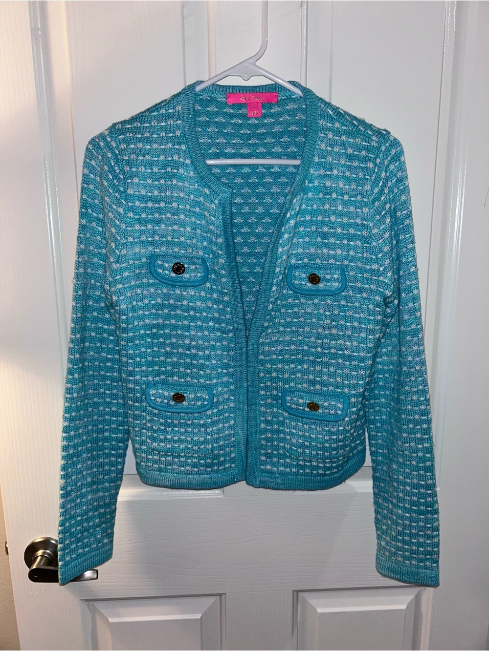 Lilly Pulitzer Blue Horizon Metallic Kienna Cardigan - Small